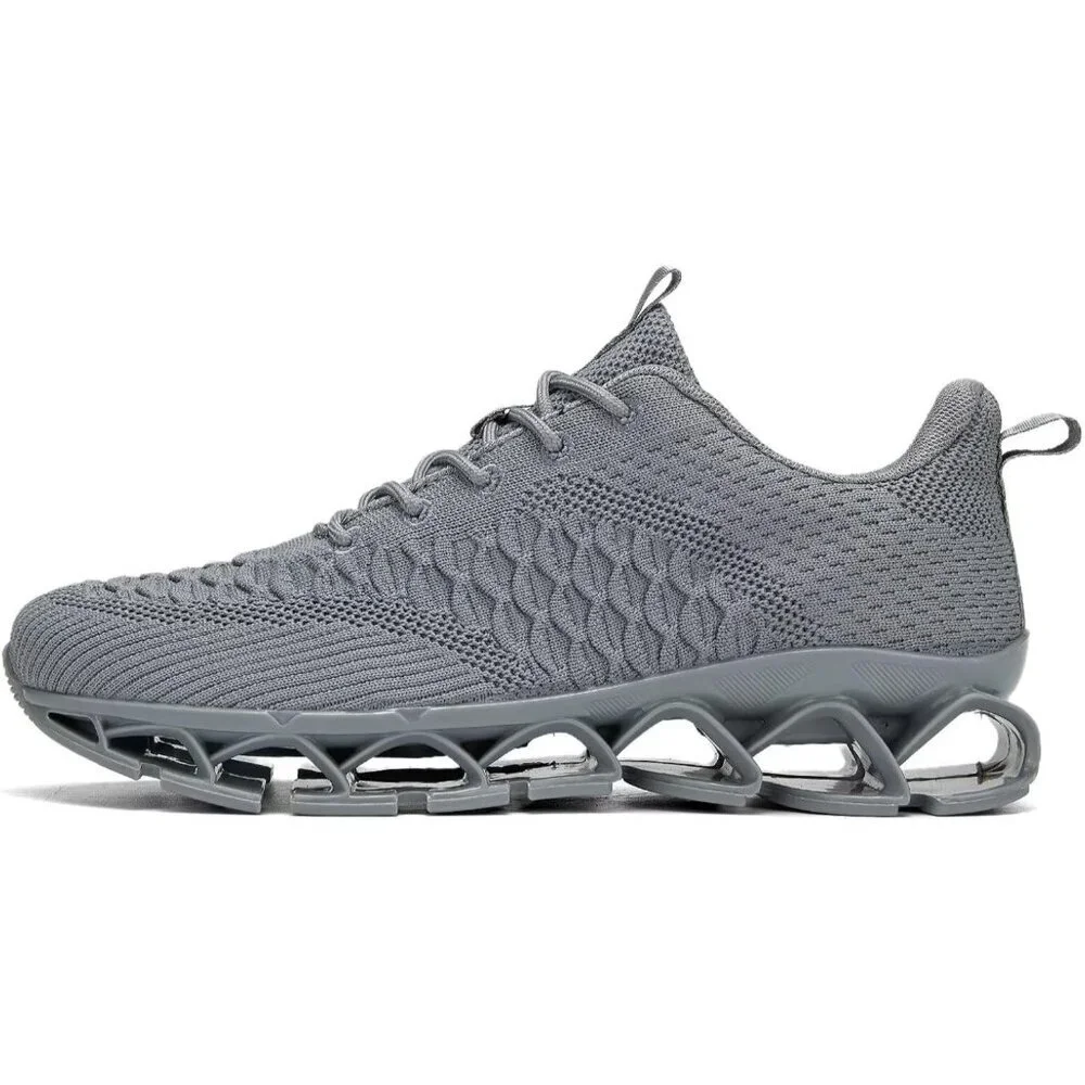 Men's Grey Walking Shoes Slip on Blade Tennis Casual Sport Athletic Trainers